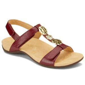 Vionic Farra Lizard Red Faux Leather Embossed Gold Metal Medallion Sandals 8.5 W